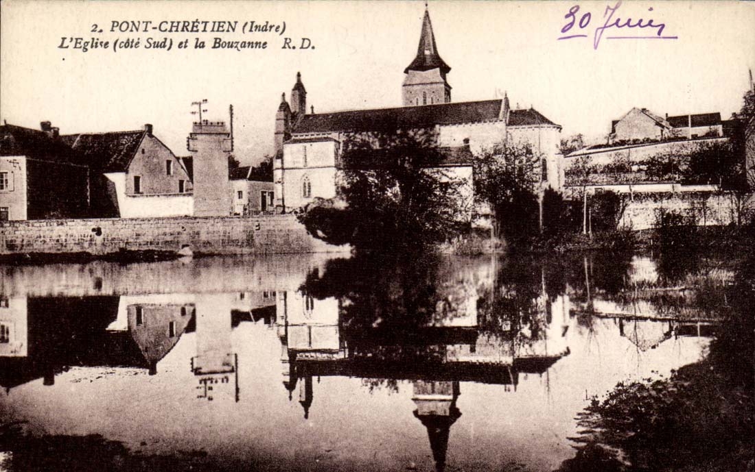 Pont Chretien CPA L' church southern part and Bouzanne