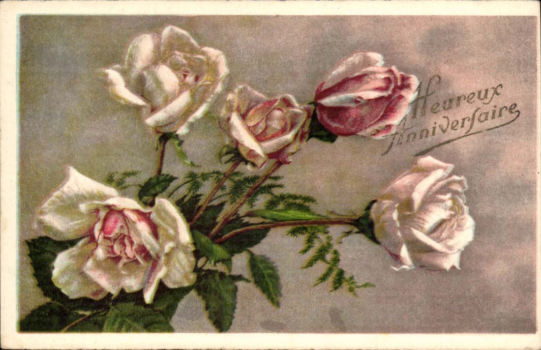 CPA Fantasy pink Wishes Good festival feurs