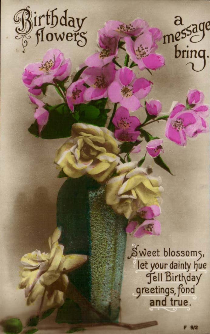 CPA Fantasy Flowers Birthday flowers has message bring birthday