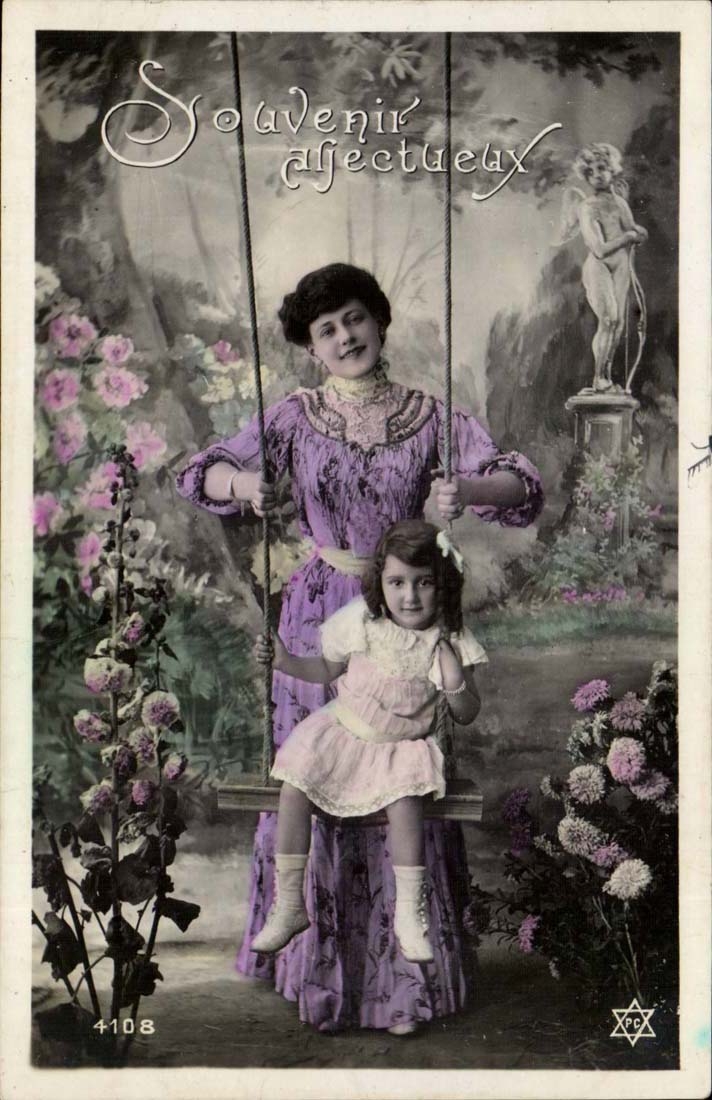 CPA Fantasy Woman affectionate Souvenir (child angel angel)