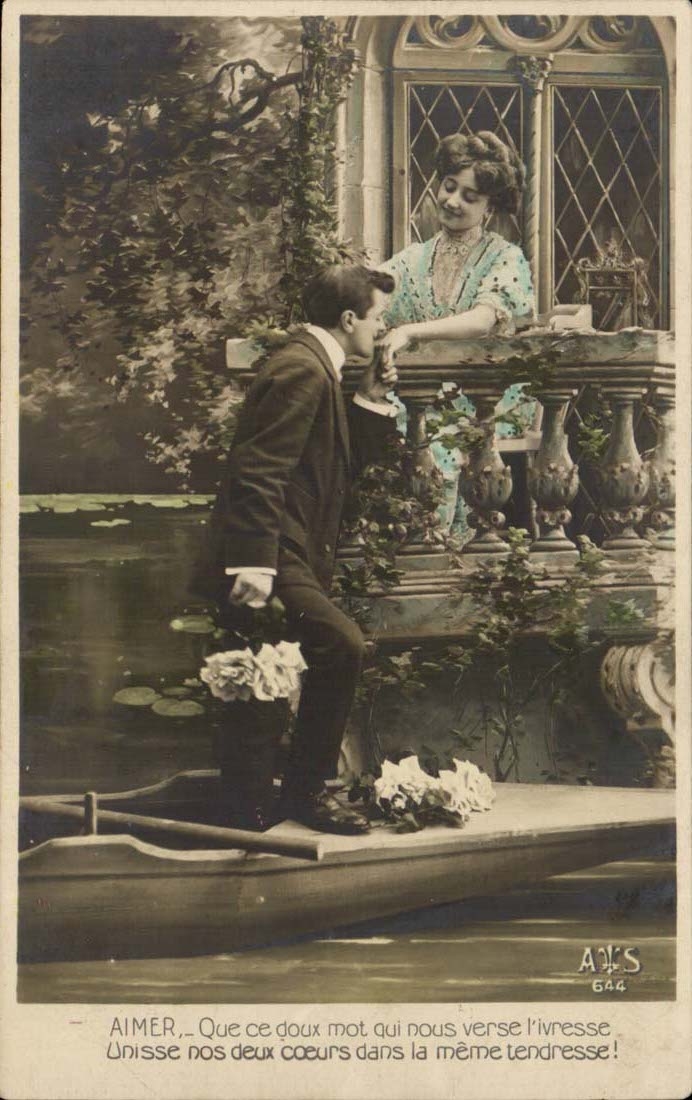 CPA Fantaisie Femme Aimer que ce doux mot verse l'ivresse (couple)