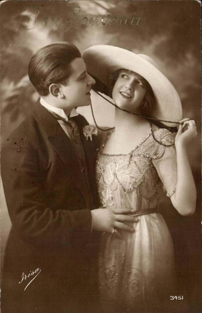 CPA Fantaisie Bon souvenir Couple