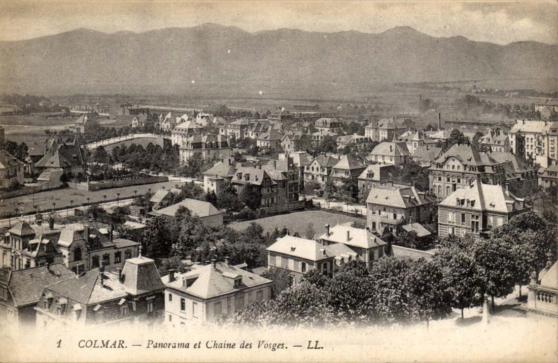 Colmar CPA Panorama and chain of the Vosges