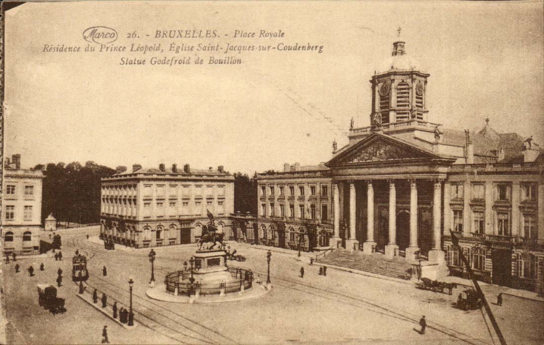 Belgien CPA Brussel setzt Saint koniglichen Wohnsitz des Prinzen Leopold Eglise Jacques auf Coudenberg Statue Godefroid