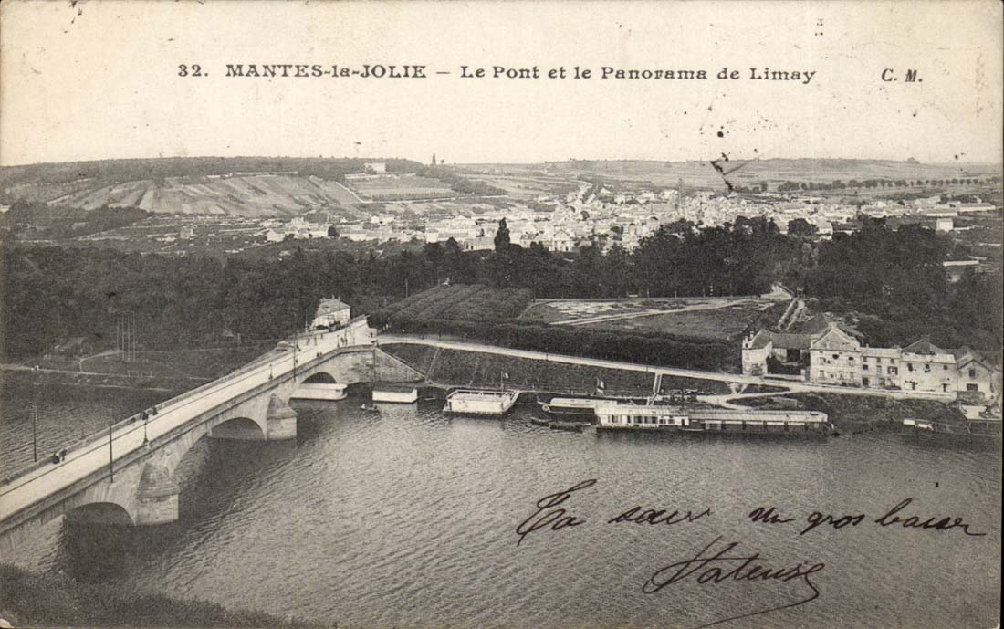 Mantes La Jolie CPA the bridge and the panorama of Limay