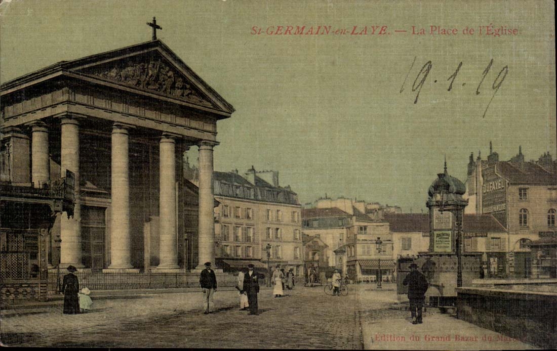 Saint Germain in Bush hammer CPA the place of the church (chart toilee little running)