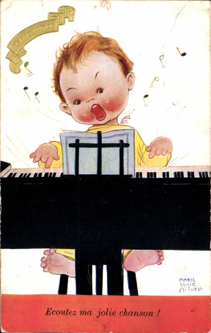CPA Fantaisie Ecoutez ma jolie chanson ! (enfant piano musique)