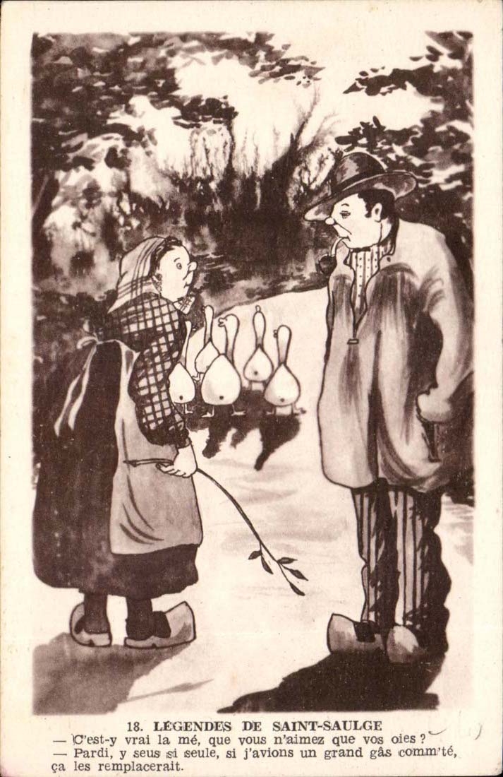 Legendes de Saint Saulge CPA C'est y vrai (oies)