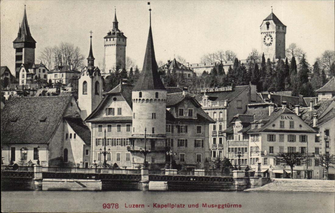 Switzerland CPA Luzern Kapelplatz und Museggturms