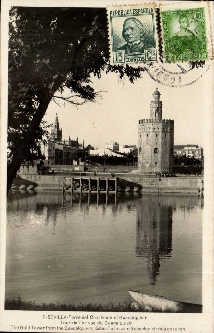 Spain Espana Spain Sevilla CPA Toiur of the gold seen of Guacalquivir