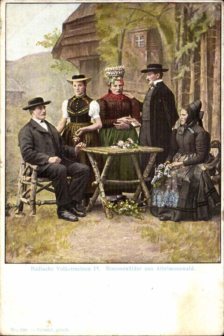 Deutschland CPA Badische Volkstrachten Simonswalder aus Altsimonswald (Folklorekostume)