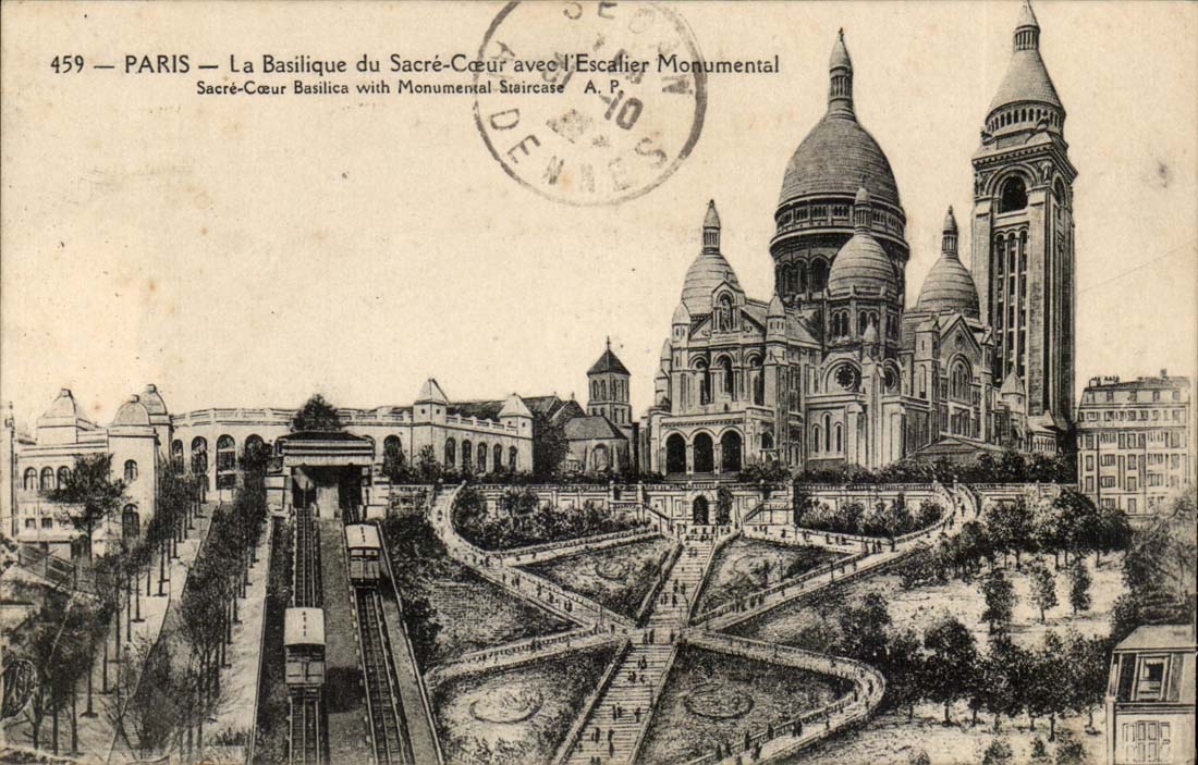 Paris (18eme) CPA La Basilique du SAcre Coeur avec l'escalier monumental