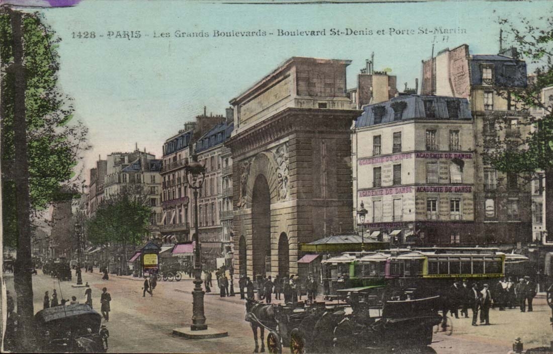 Paris (1eme) CPA das grossartige Prachtstrassen Str-Automobil Denis und betrunkenes Porte Saint Martin