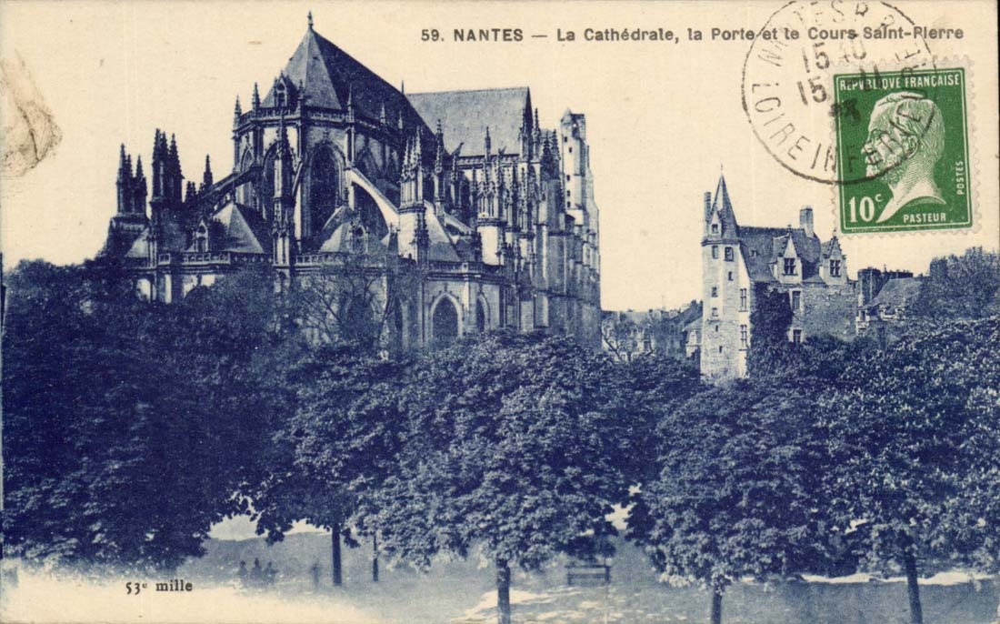 Nantes CPA the cathedral the door and the course Saint Pierre
