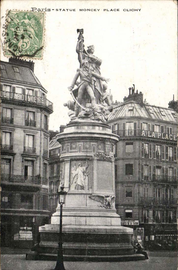 Paris CPA Statue Moncey Place Clichy (18eme)