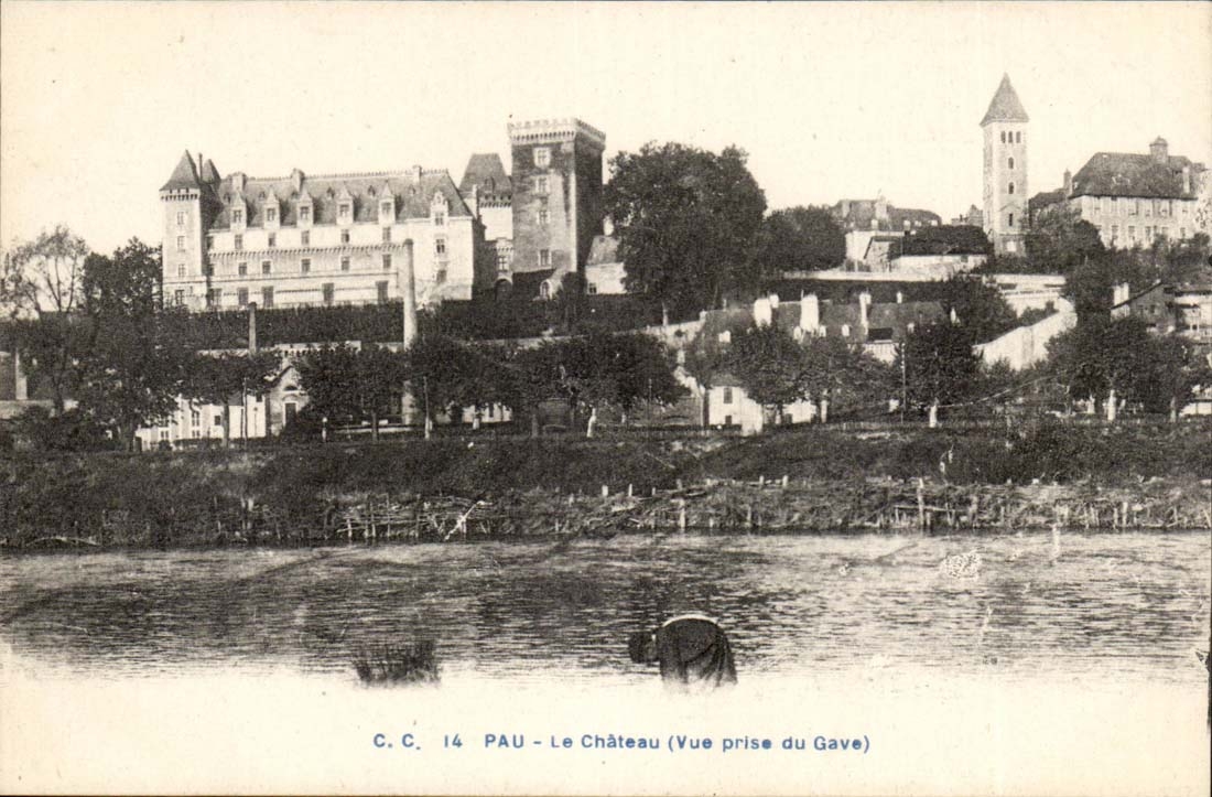 Pau CPA the castle (seen from of Gave)