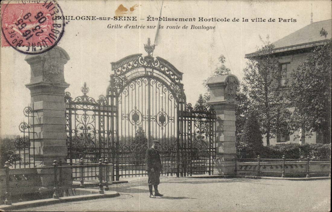 Boulogne on the horticultural Seine CPA Etablissement of the town of Paris Roasts Entering on the road of Boulogne