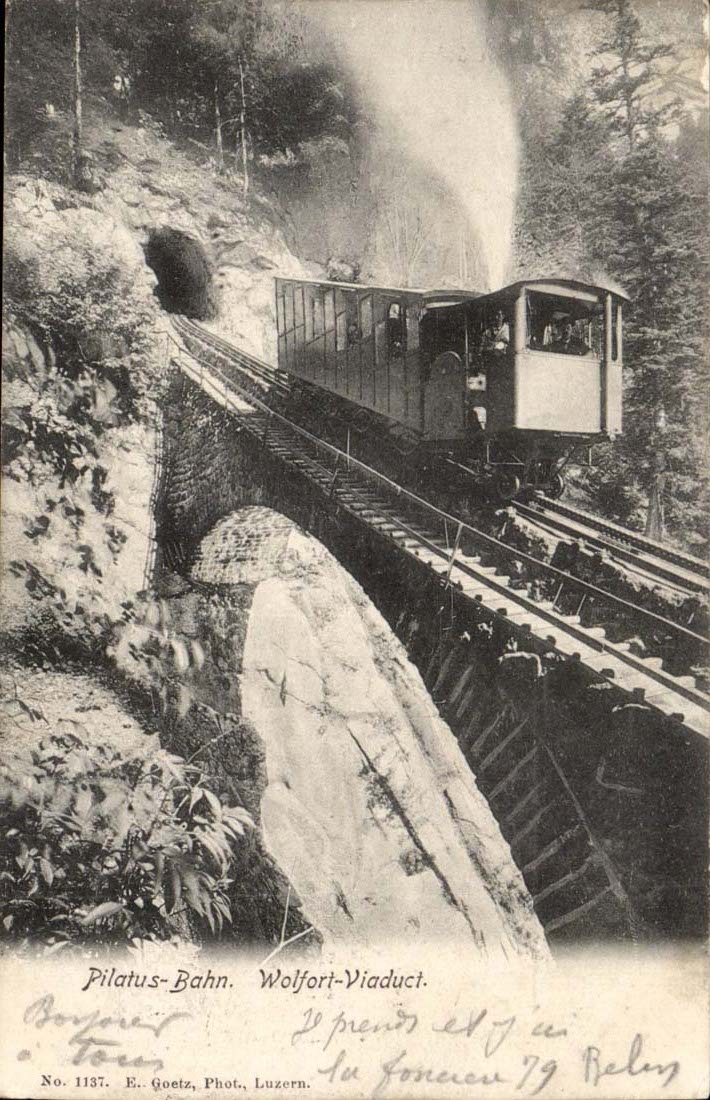 Suisse Pilautus Bahn CPA Wolfort Viaduct (funiculaire)