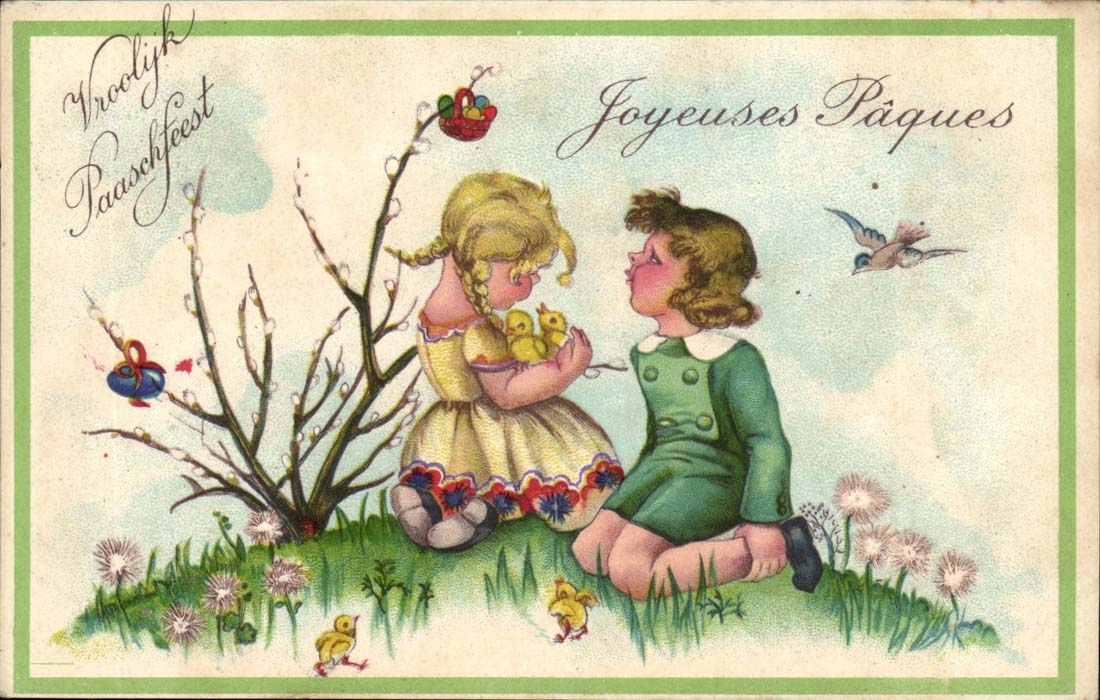 Merry CPA Fantasy Easter (children Easter swallows)