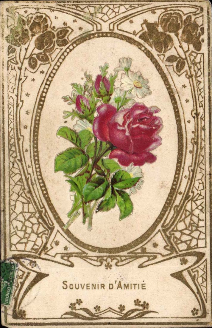 CPA Fantasy Flower (relief) Souvenir of Rose friendship