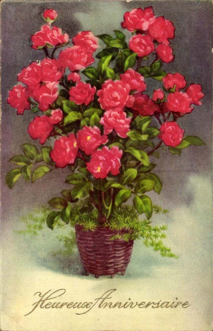 CPA Happy Fantasy birthday Flowers