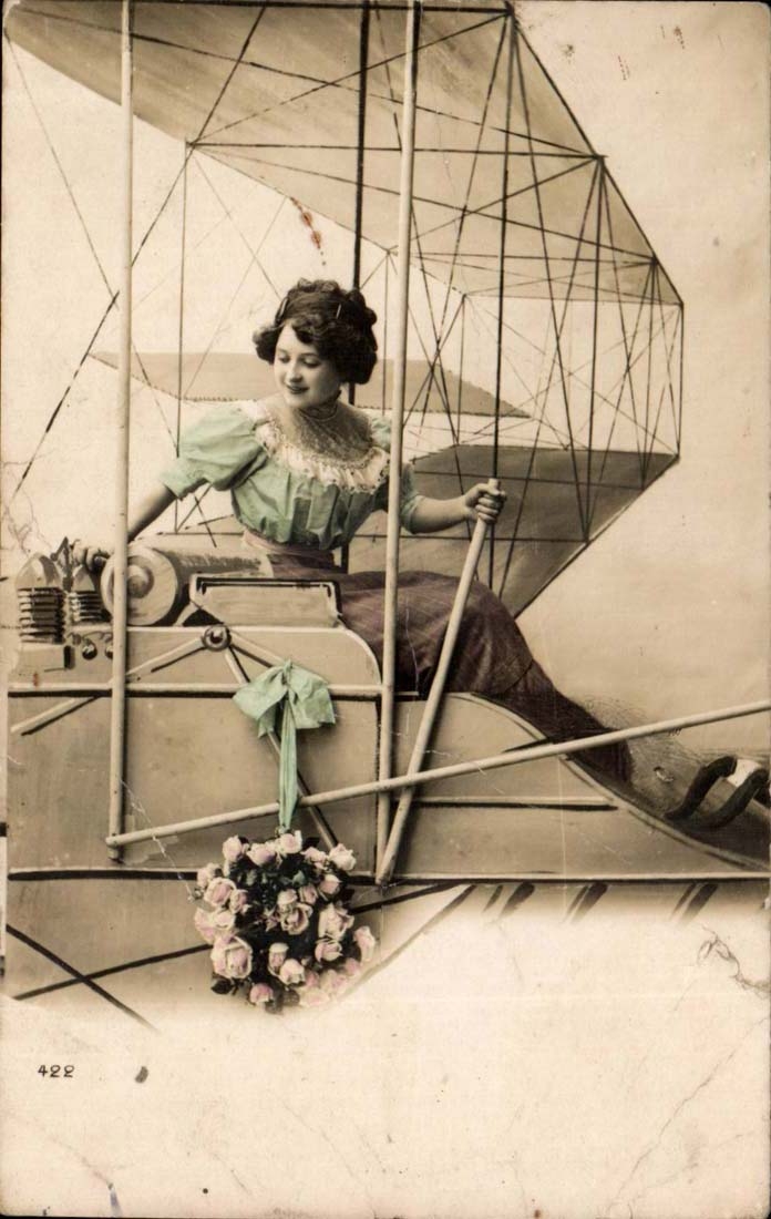 CPA Fantasy Woman in the plane (defects)