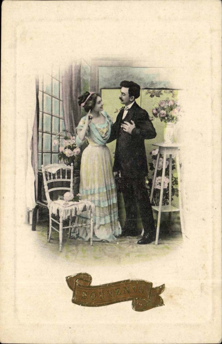 CPA Fantaisie Souvenir (couple)