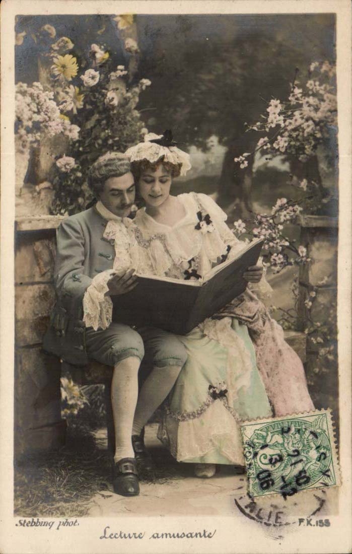 CPA Fantaisie Couple Lecture amusante