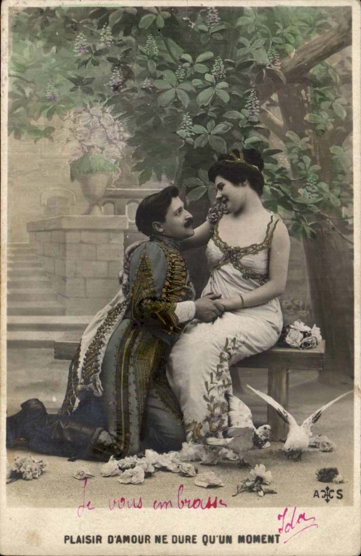 CPA Fantaisie Femme Plaisir d'amour ne dure qu'un moment (couple)