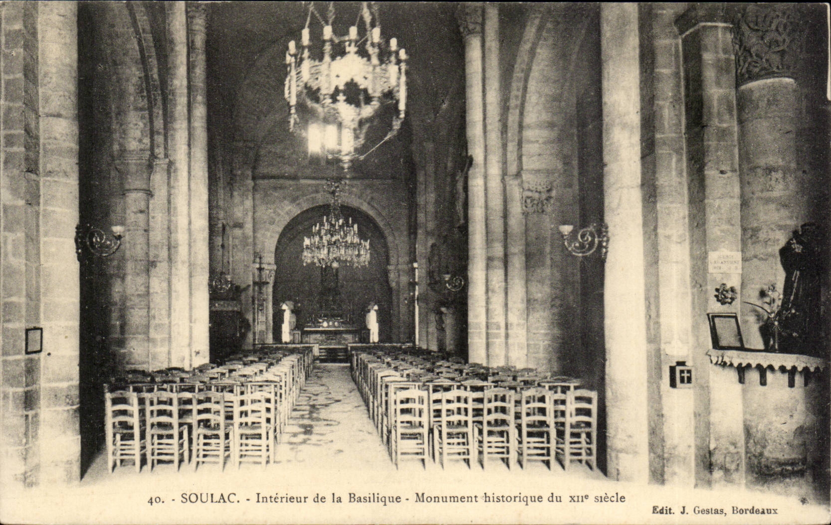 Interior Soulac CPA of the basilica Historic building of 12th
