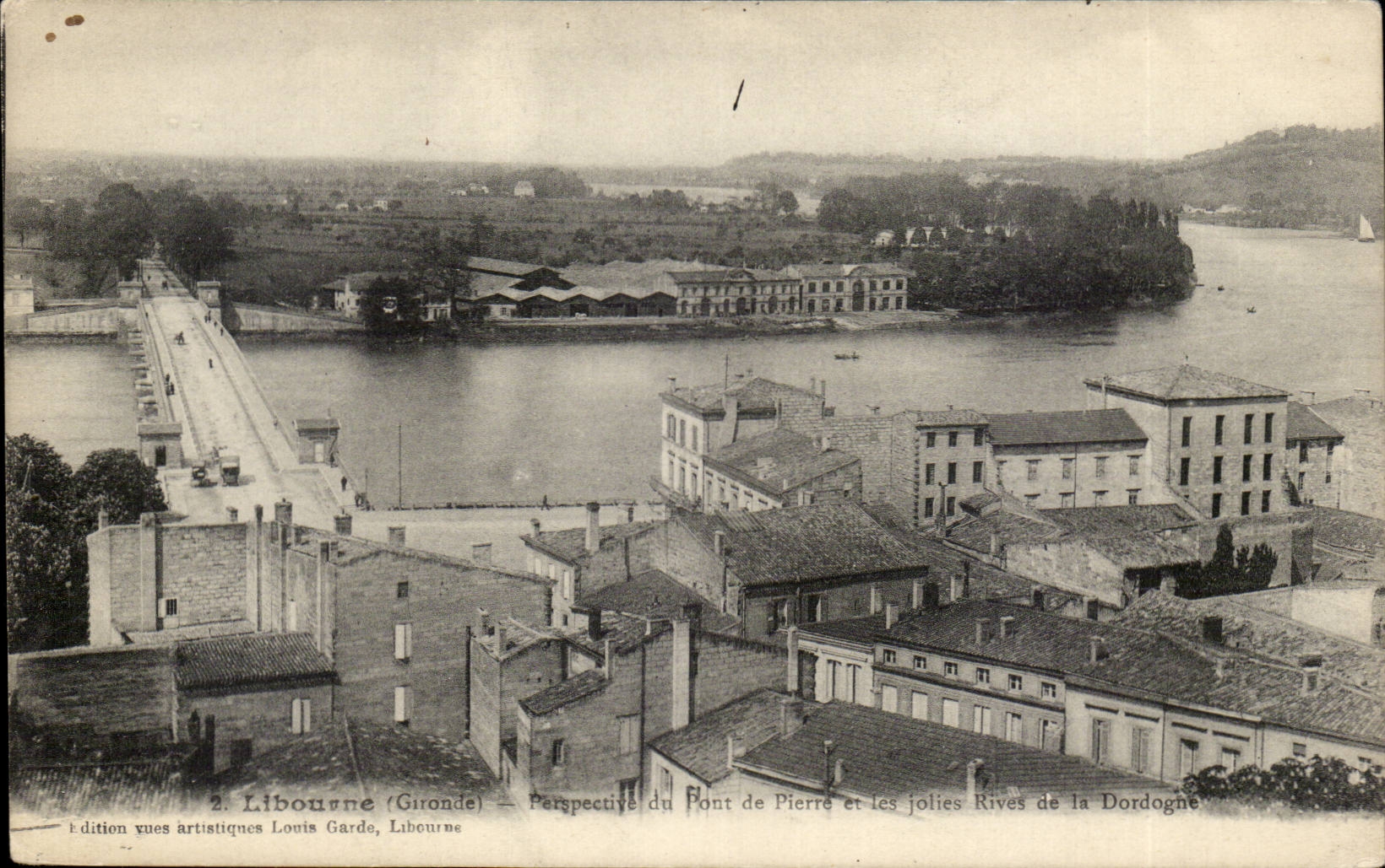 Libourne CPA Ansicht der Steinbrucke und der hubschen Banke des Dordogne