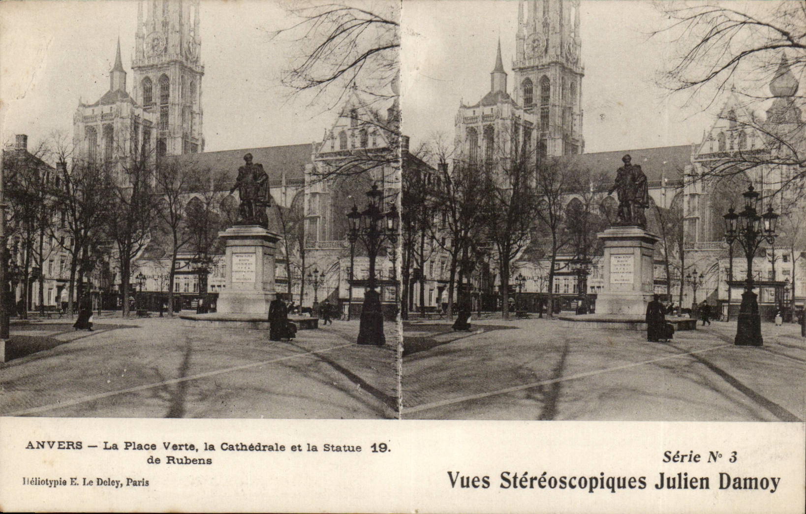 Belgien - Belgien - Belgien - Anvrs - Antwerpen - der grune Platz die Kathedrale und die Statue von Rubens - CPA