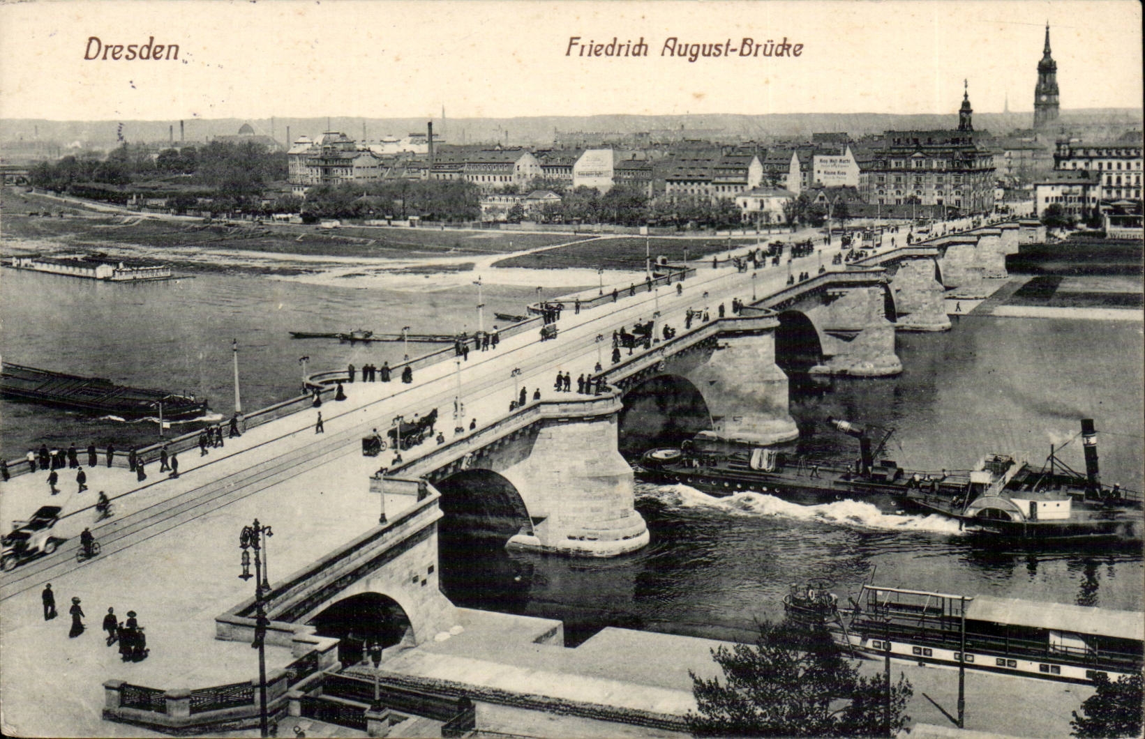 Dresden CPA Friedrich August Brucke (boat boat ship)