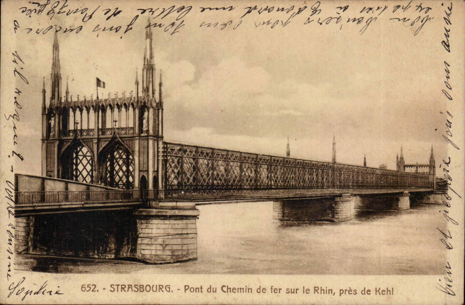 Strasbourg CPA Bridge of the railroad on the Rhine close to Kehl