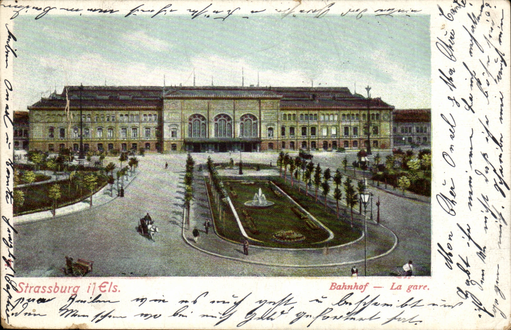 Strassburg CPA Train station Bahnhof
