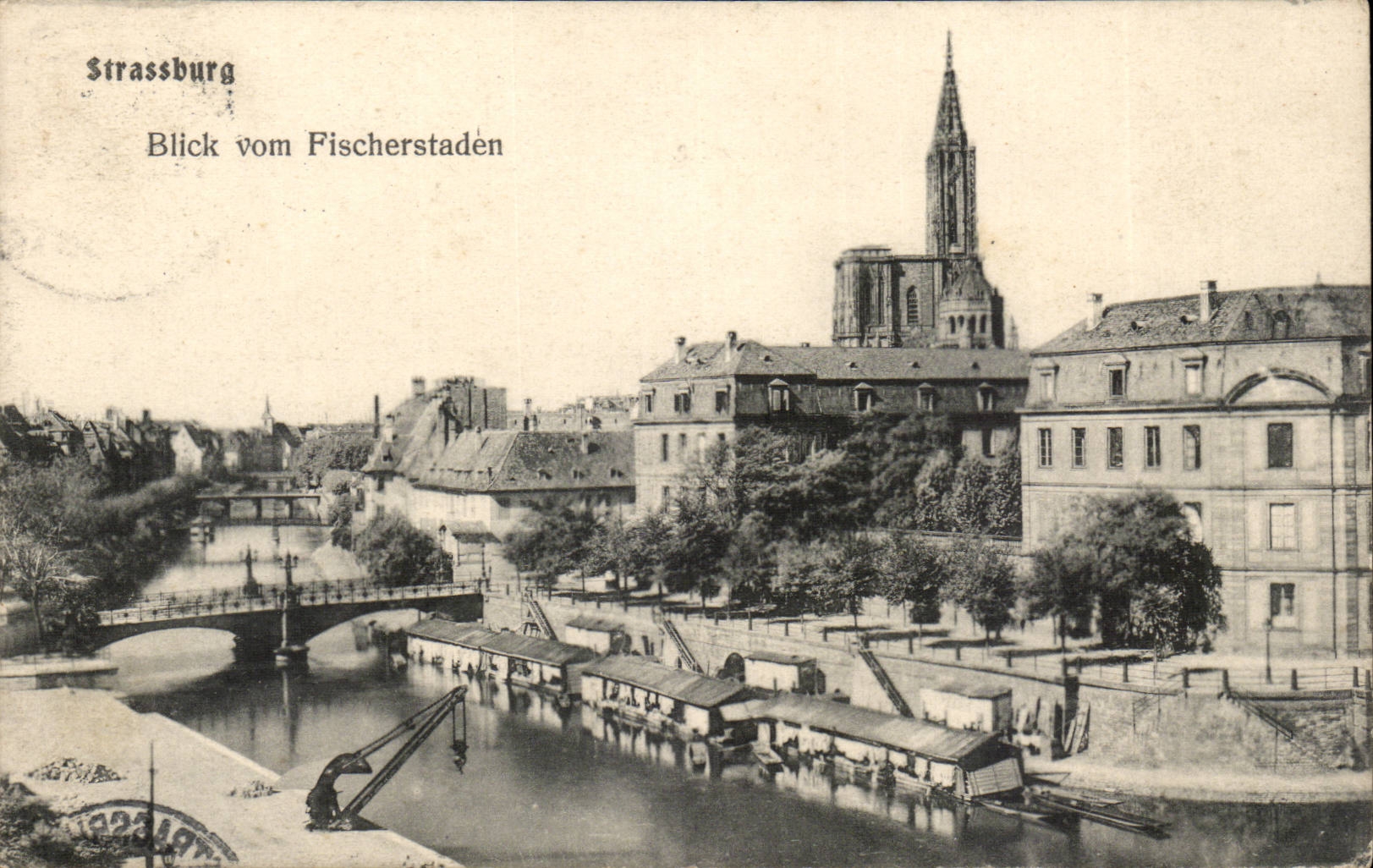 Strassburg CPA Blick vom Fischerstaden (laundrette)