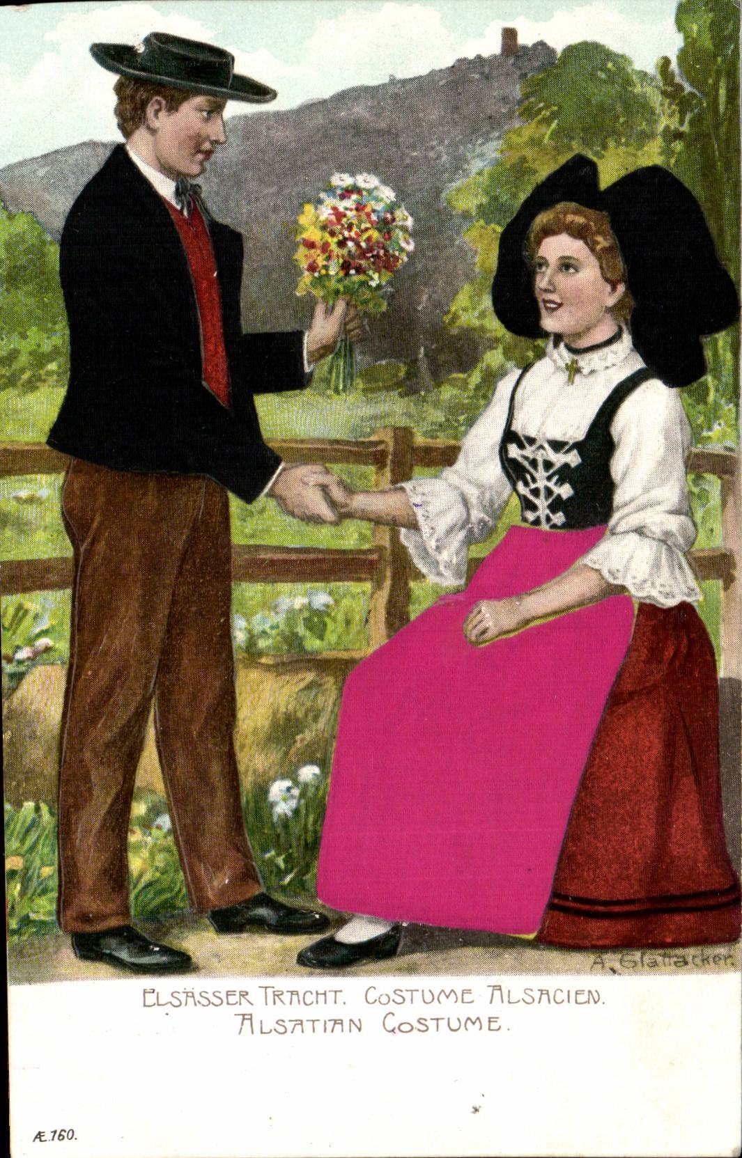 Folklore-elsassisches Kostum Elsasser Tracht (Paare) Elsass-Elsass CPA