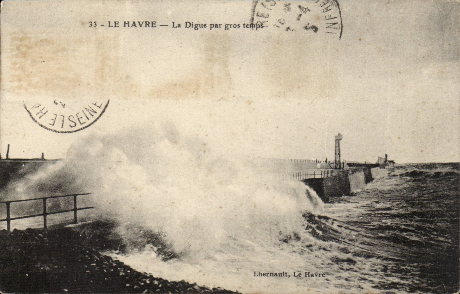 Le Havre CPA the dam by heavy weather