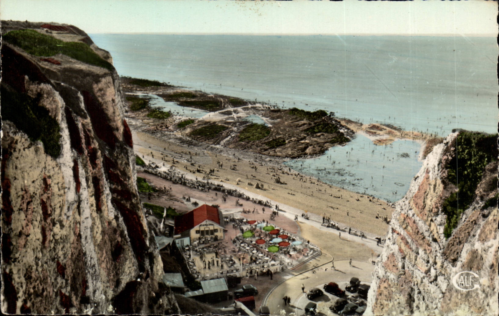 Dieppe CPA schwarze Felsen visieren die Oberseite der Klippen an