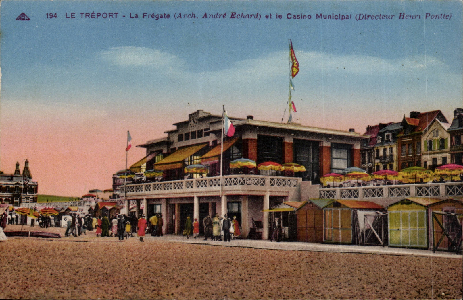 Treport CPA die Fregatte und das stadtische Kasino