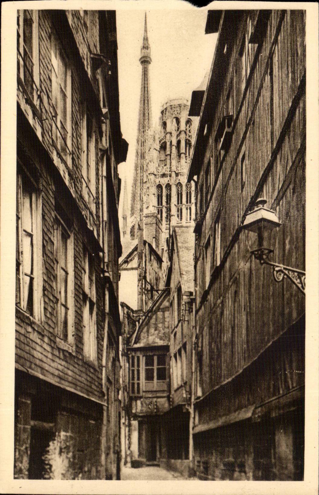 Rouen CPA old street At the bottom the cathedral