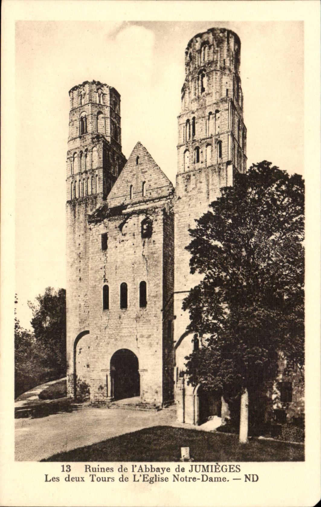 CPA Ruins of the abbey of Jumieges two Tours of the Notre Dame church