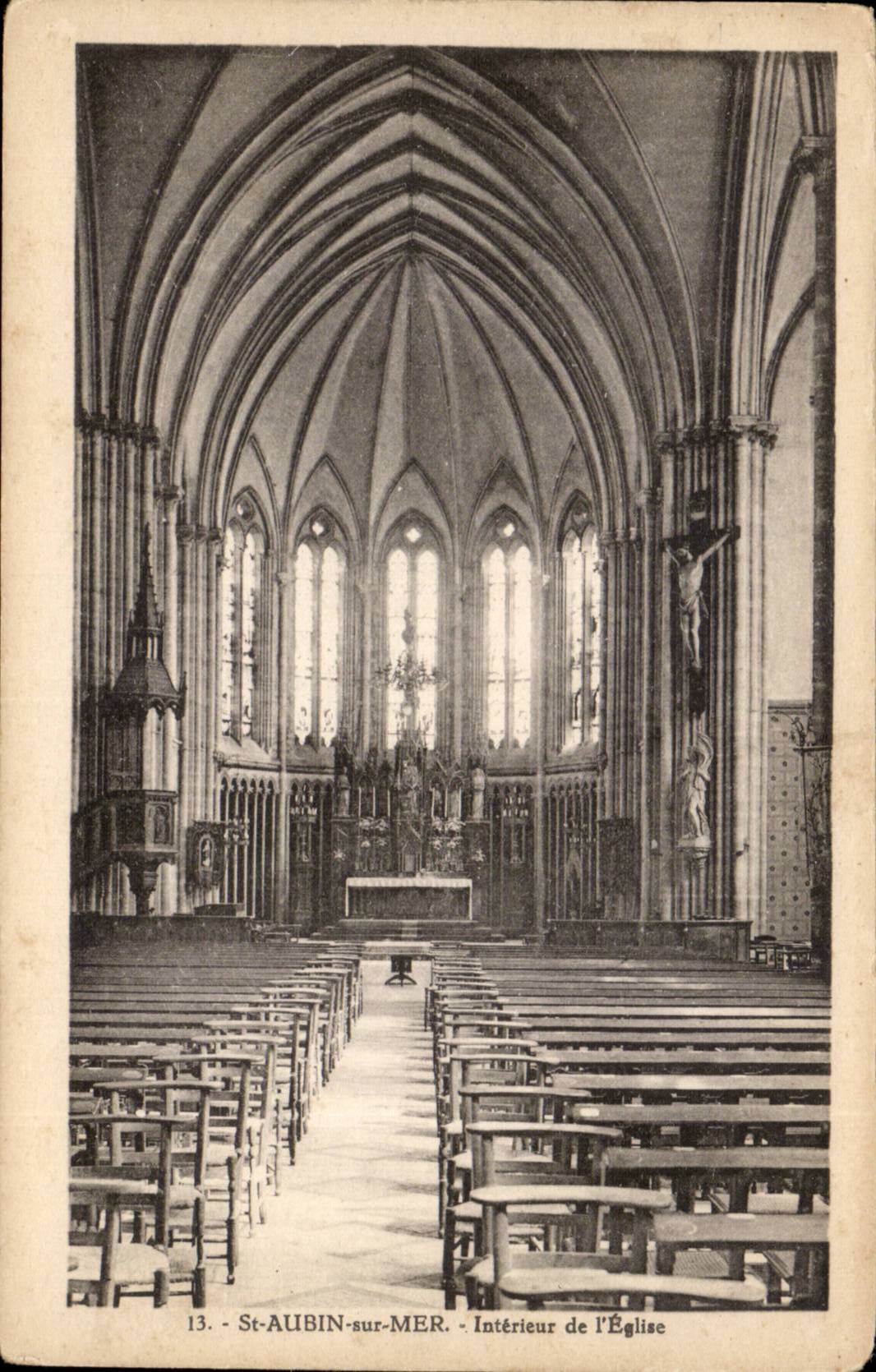 St Aubin on Interior Sea CPA of the church