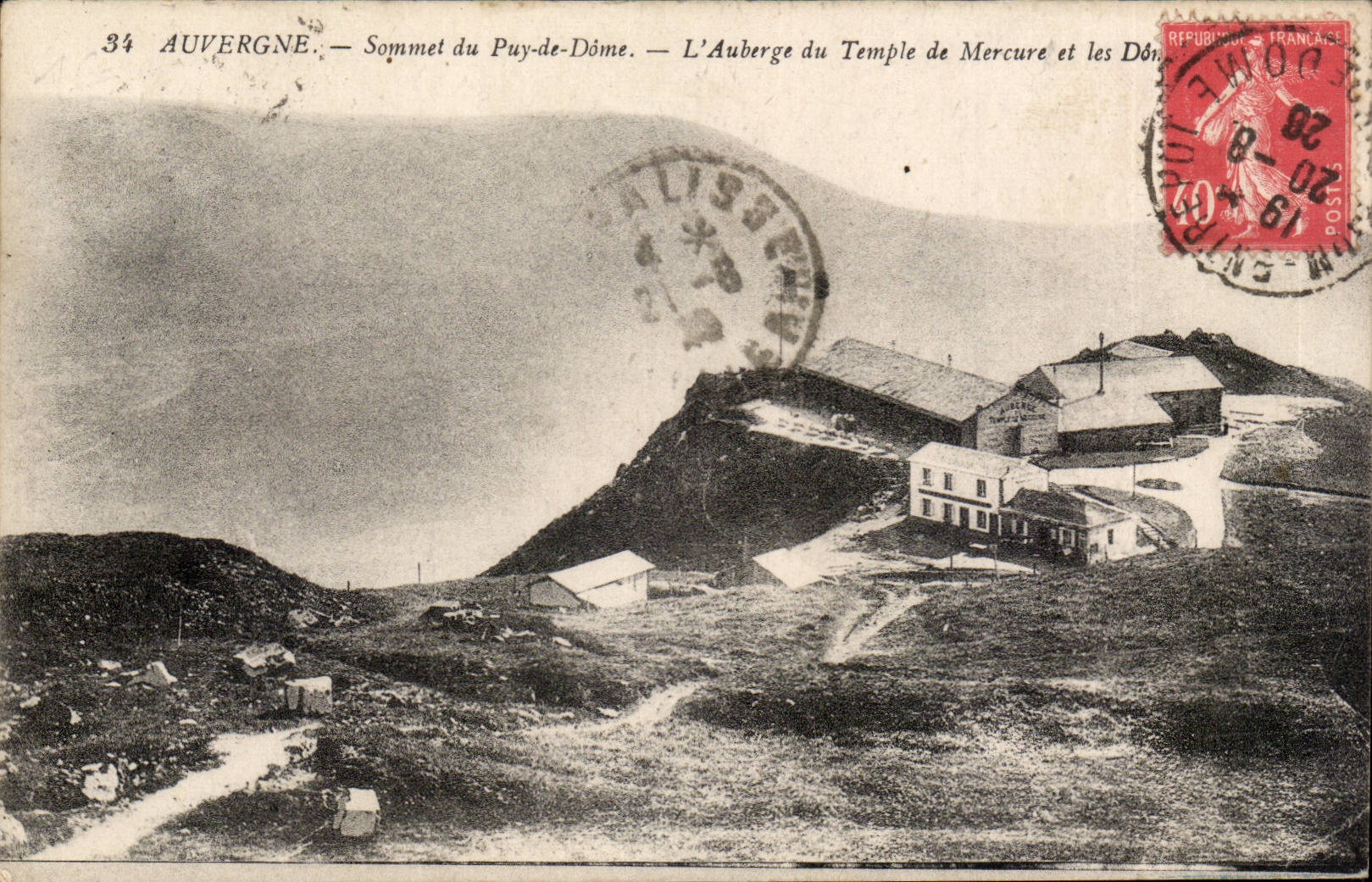 Auvergne CPA Summit of Puye de Dome the inn of the Mercury temple and domes