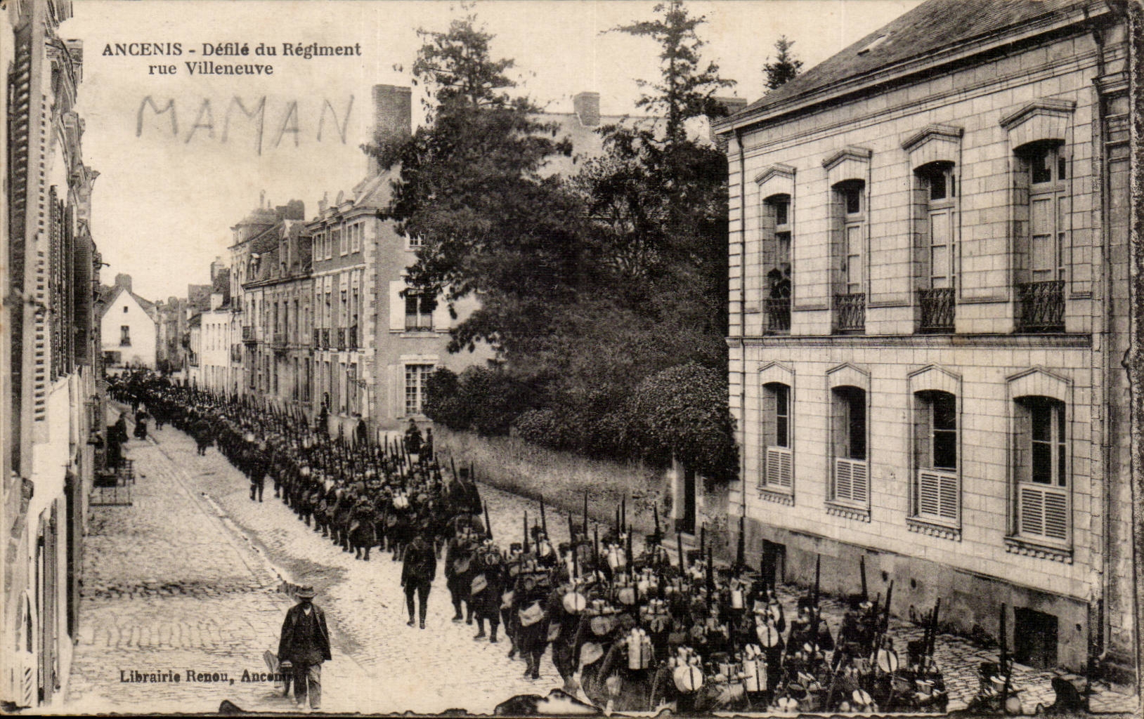 Ravelled Ancenis CPA of regiment street Villeneuve