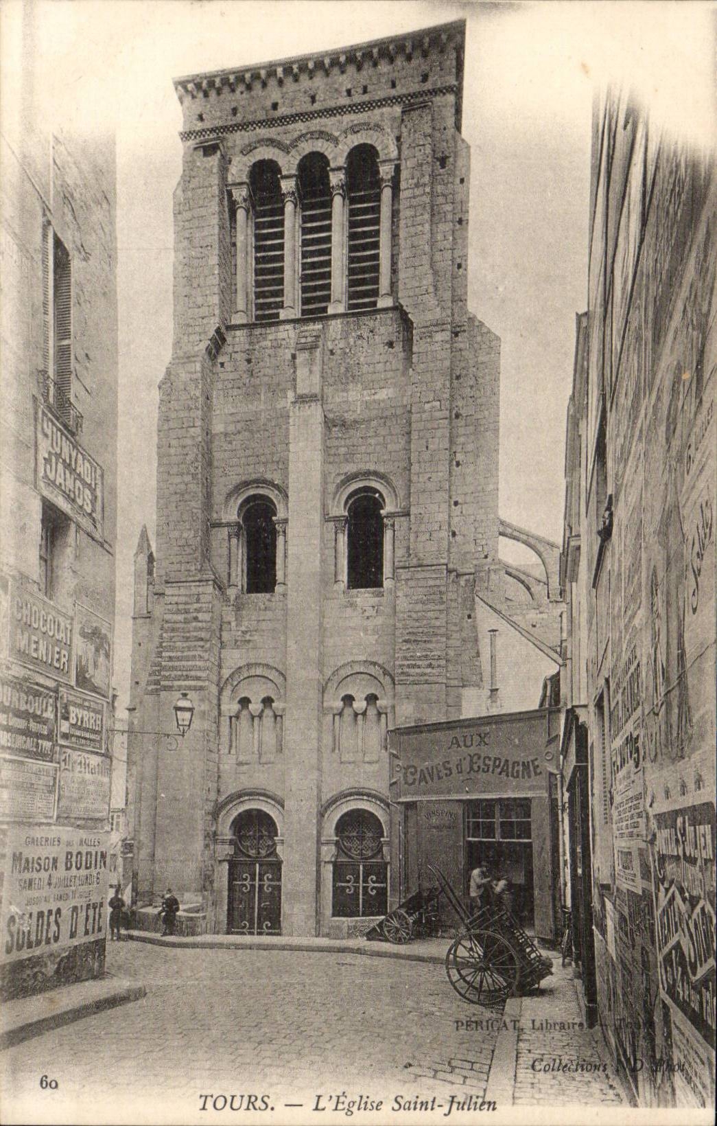 Tours CPA Eglise Saint Julien (cafe aux caves d'Espagne Spain Espana)