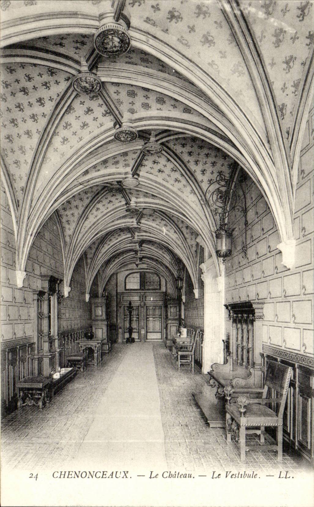 Chenonceaux CPA Le chateau le vestibule