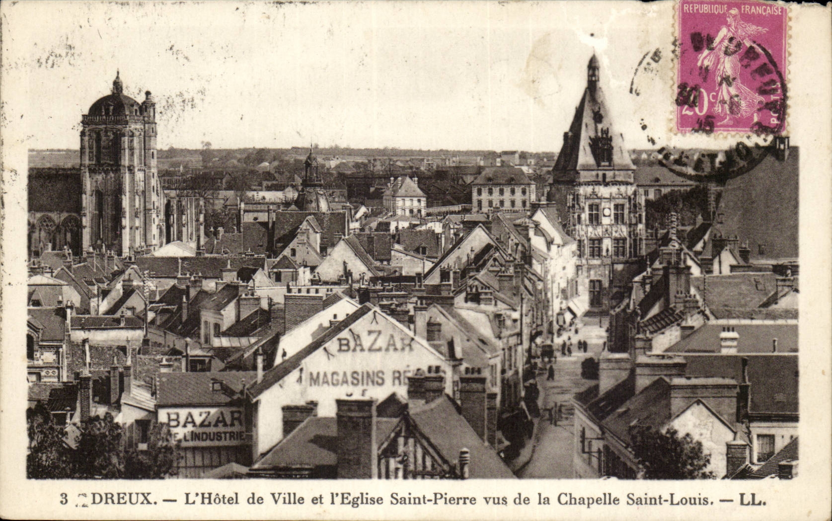 Dreux CPA the town hall and the church Saint Pierre seen of the vault Saint Louis