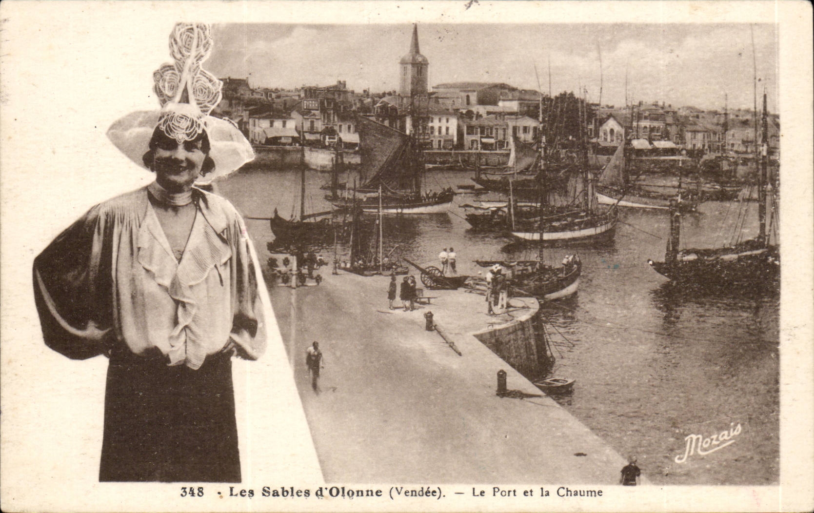 CPA Sande von olonne der Hafen und der Thatch (Kappenfolklorekostum)