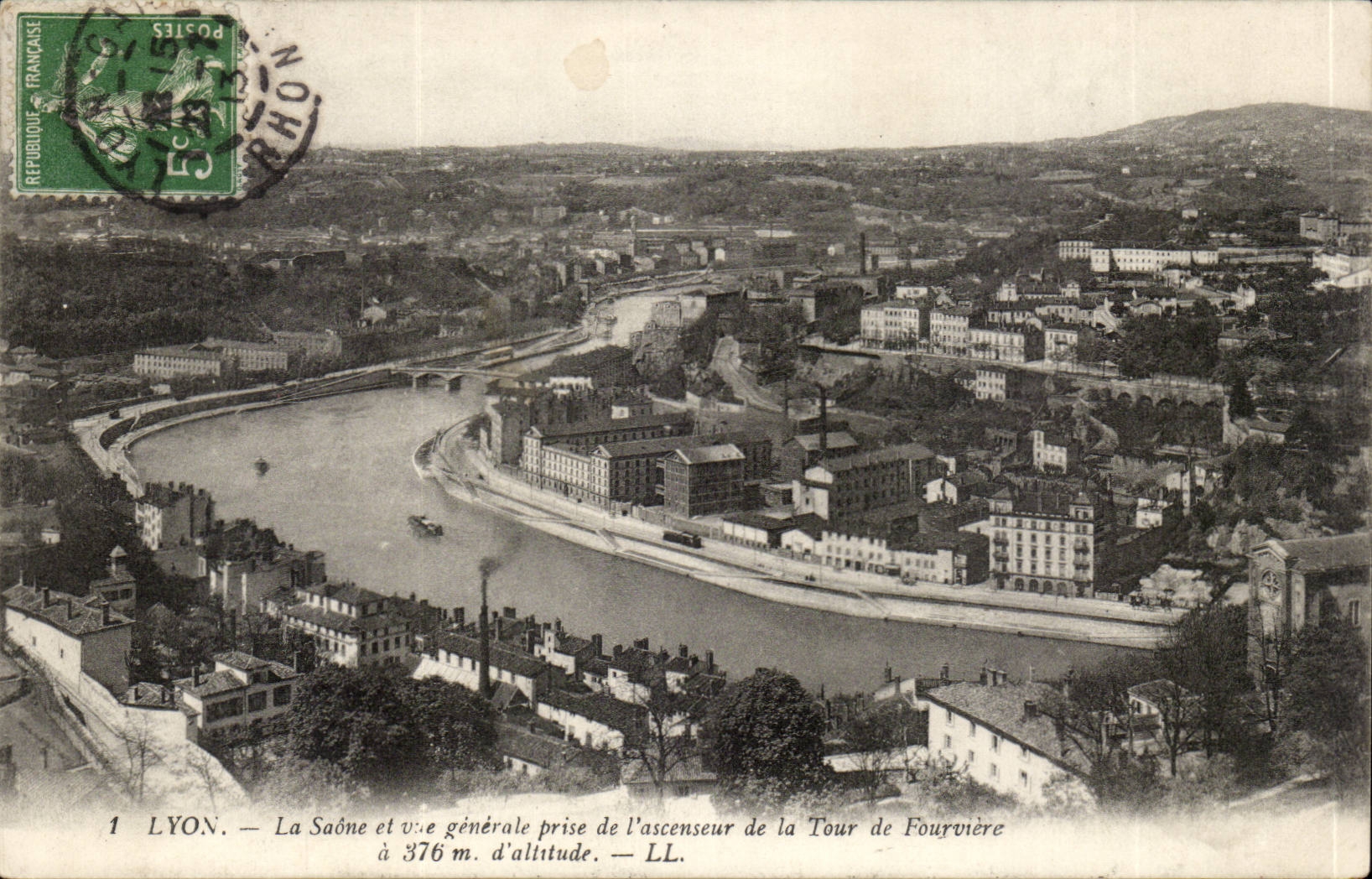 CPA Lyon the Saone and View taken elevator of the Tower of Fourviere has 376m altitude